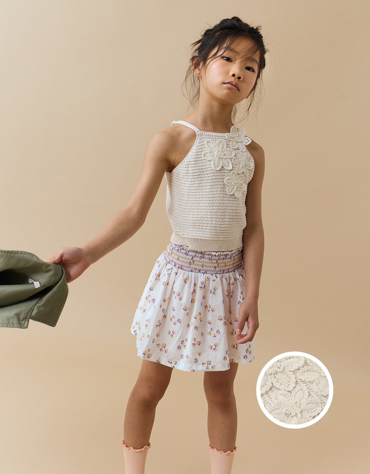 NEVA HALTER TOP WITH FLOWER APPLIQUE Gingersnaps Global Store