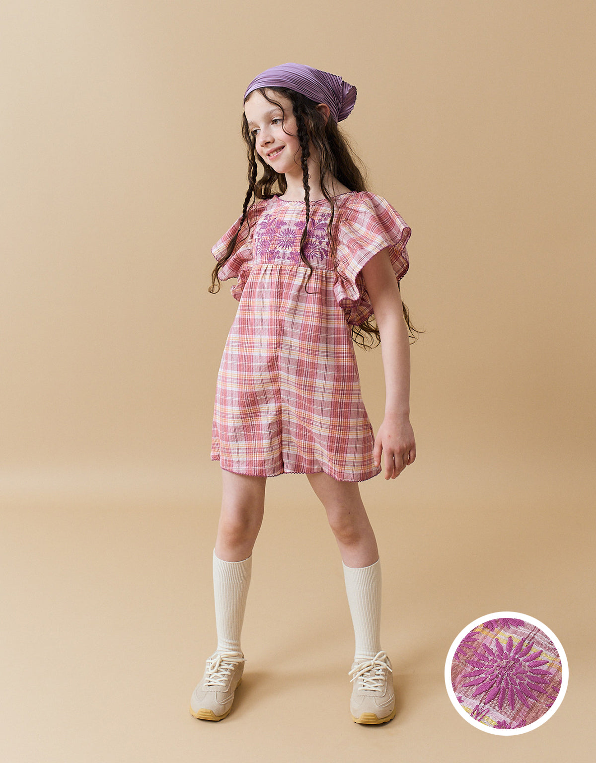 EVIE CHECKERED JUMPSUIT WITH BUTTERFLY SLEEVES Gingersnaps Global Store