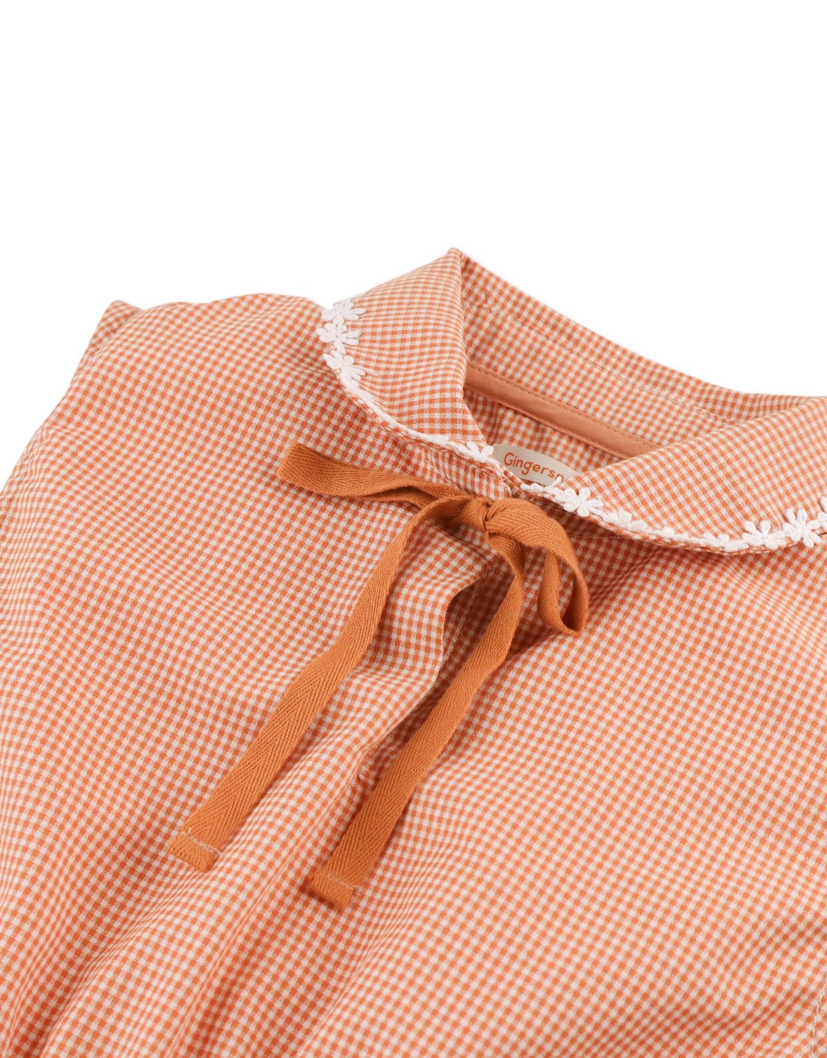 MIMI GINGHAM PEPLUM TOP WITH CONTRAST DAISY TRIMS