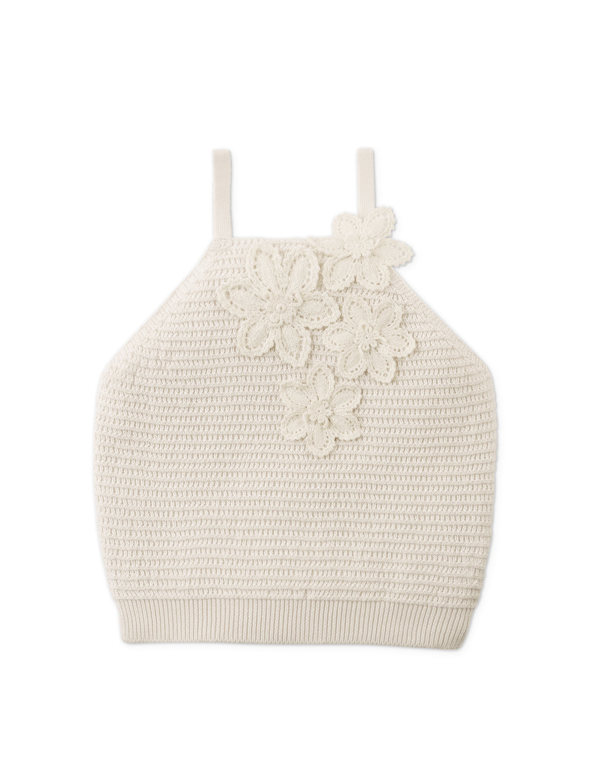 NEVA HALTER TOP WITH FLOWER APPLIQUE