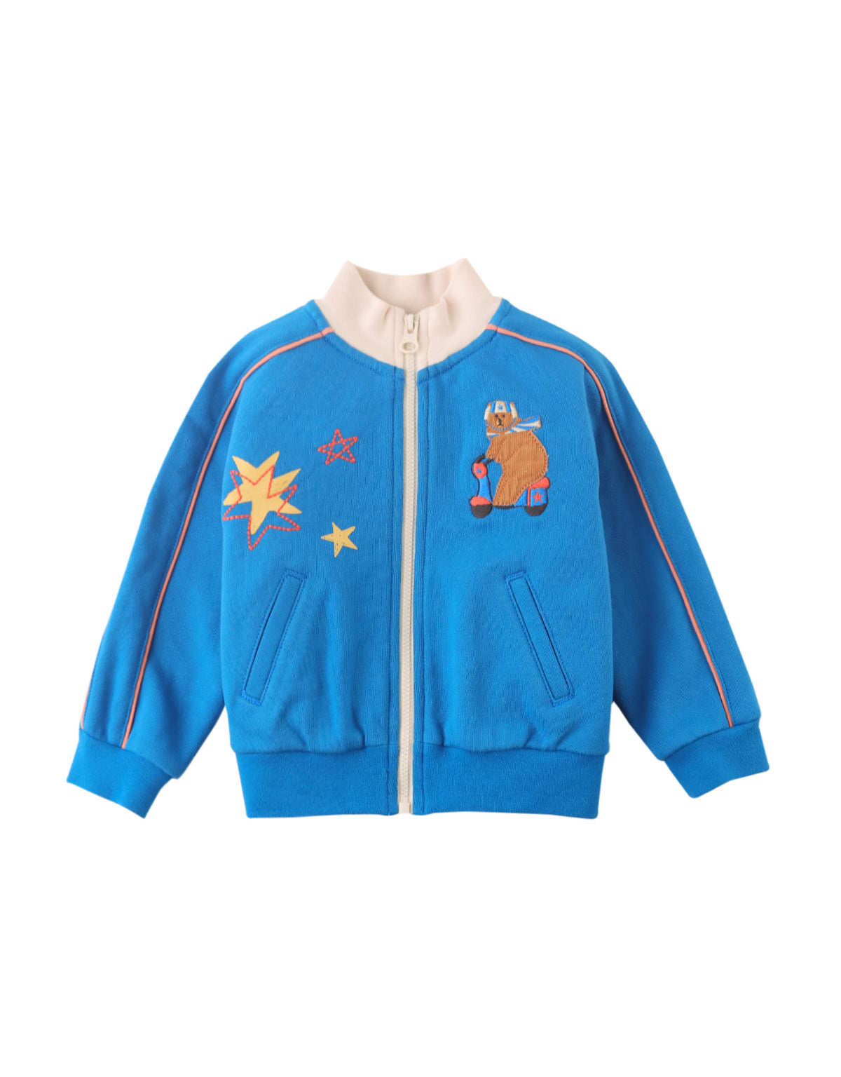 BABY DEAN ZIP JACKET WITH EMBROIDERED BEAR AND STARS DETAILS