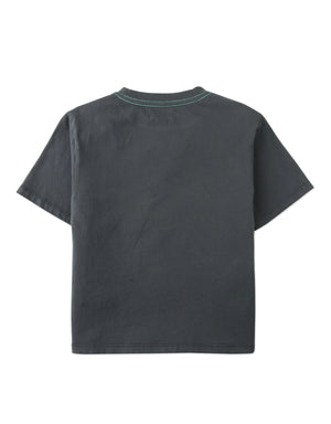 Flatlay back view of the Eld Pelican Relaxed-Fit Jersey Graphic Tee with fabric details from the Summer collection of Filipino kids fashion brand Gingersnaps Philippines.