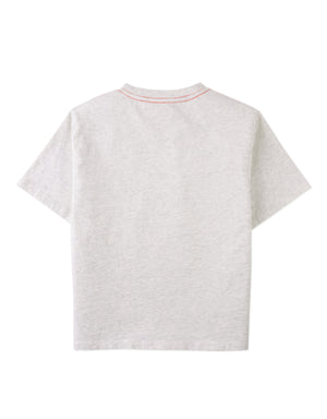 Flatlay back view of the Oruo Surfing Octopus Relaxed-Fit Graphic Tee with fabric details from the Summer collection of Filipino kids fashion brand Gingersnaps Philippines.