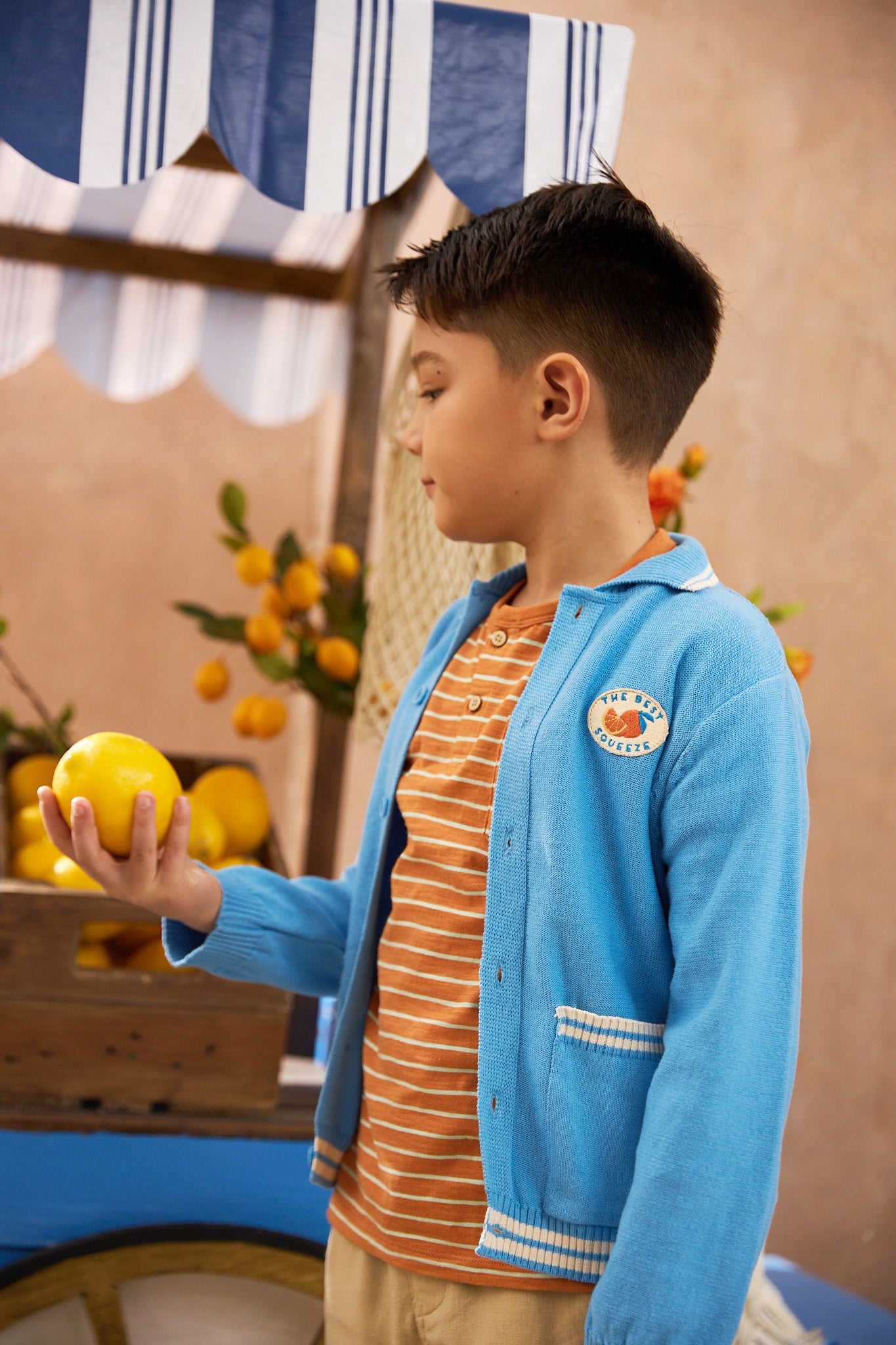BOYS STRIPE TIPPING CARDIGAN