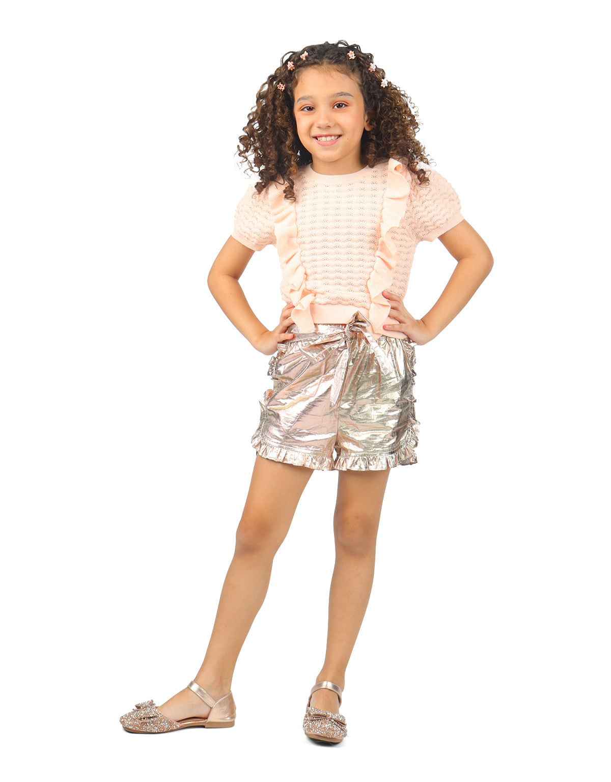 GIRLS ALL OVER POINTELLE TOP WITH FRILLS