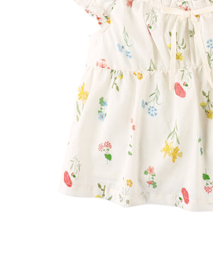 Flatlay front view of the Jennie Cotton Top with Ruffled Details & Puff Sleeves, showcasing ruffle placement and cotton texture from the Spring Summer collection of Filipino kids fashion brand Gingersnaps Philippines.