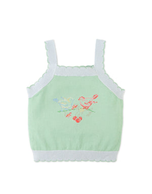 Close-up front detail of the Gabriella Top with Cross-Stitch Embroidery & Scalloped Edges, highlighting embroidered motifs and scalloped edges from the Spring Summer collection of Gingersnaps Philippines.