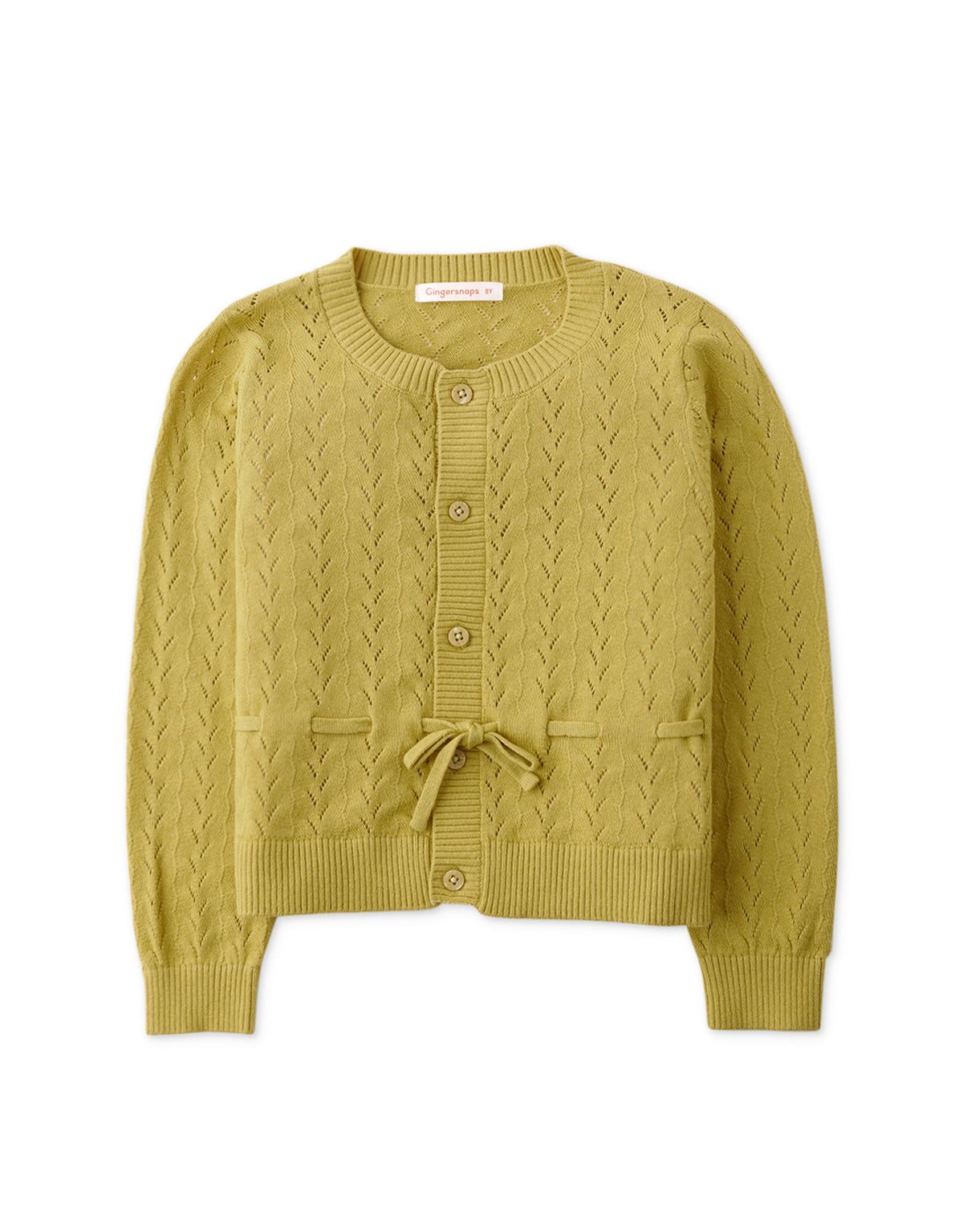 GIRLS POINTELLE TIE-WAIST CARDIGAN