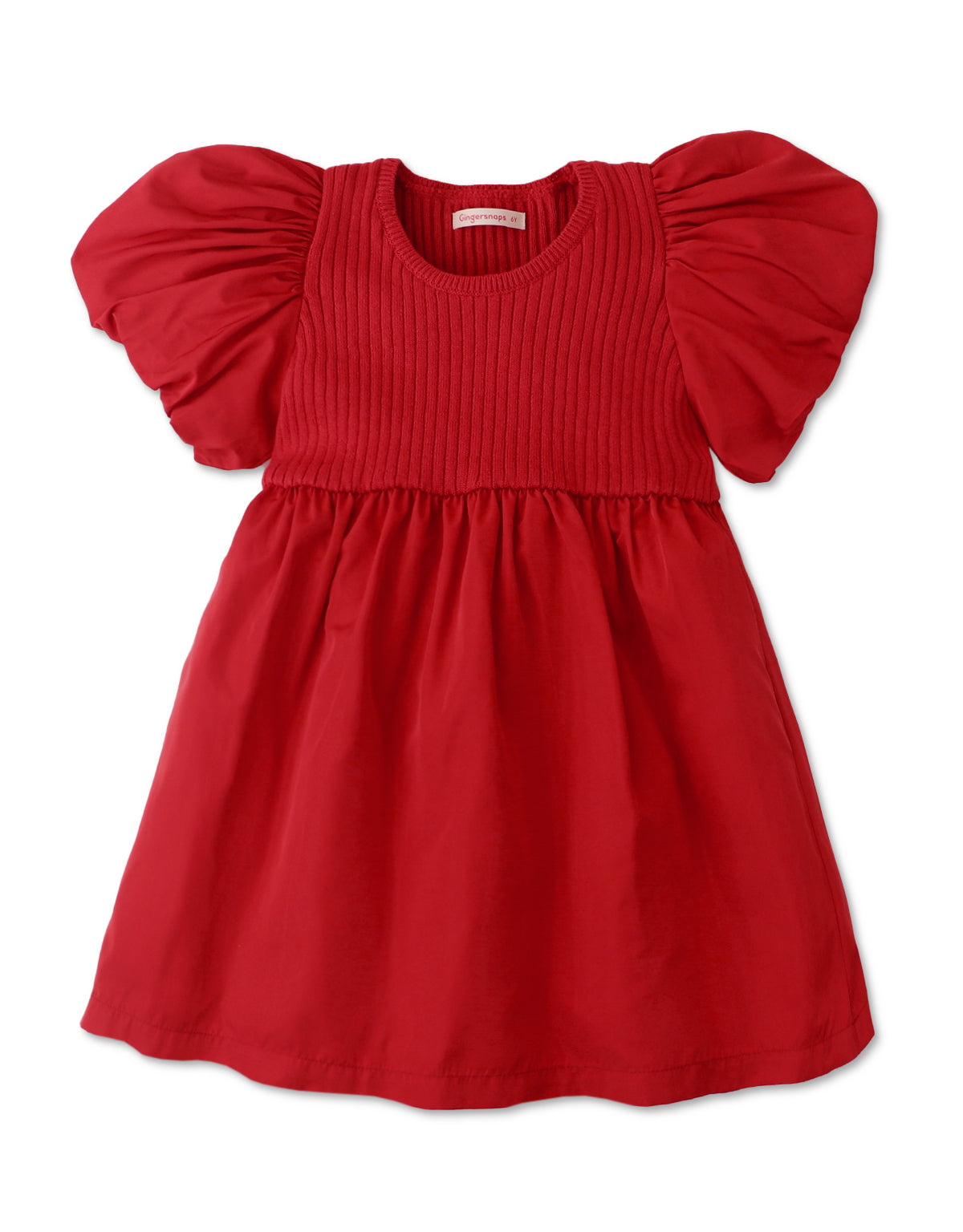 GIRLS TAFFETA BUBBLE SLEEVES DRESS
