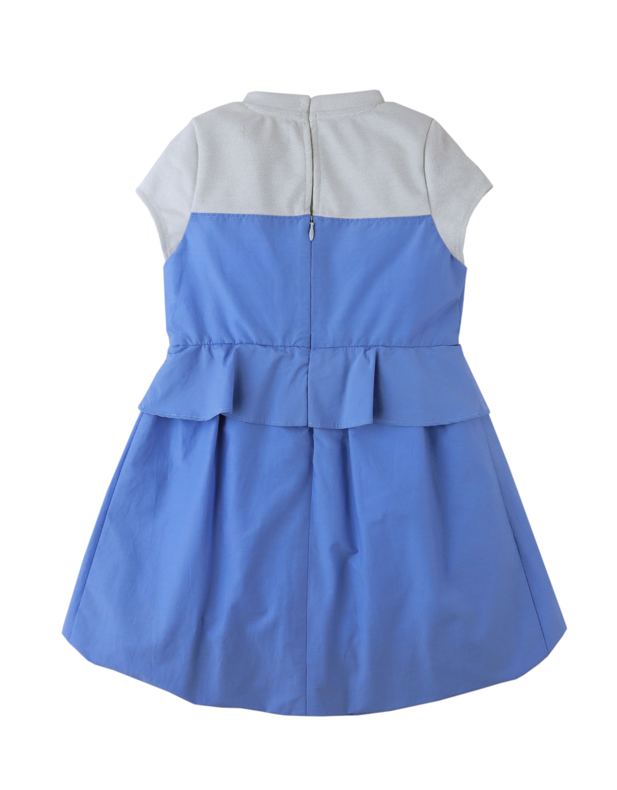BETHEL MOCK TEE BUBBLE DRESS WITH ROSE APPLIQUE AND PEPLUM