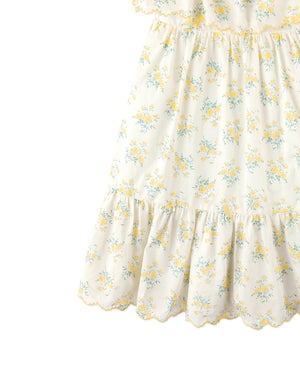Full front catalog image of the Katie Sundress with Bow Tie Straps & Embroidery for kids, a tiered sundress designed for movement from the Spring Summer collection of Gingersnaps Philippines.