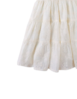 Full front catalog image of the Addison Dress with Corsage & Tiered Skirt for kids, an elegant tiered dress from the Spring Summer collection of Gingersnaps Philippines.