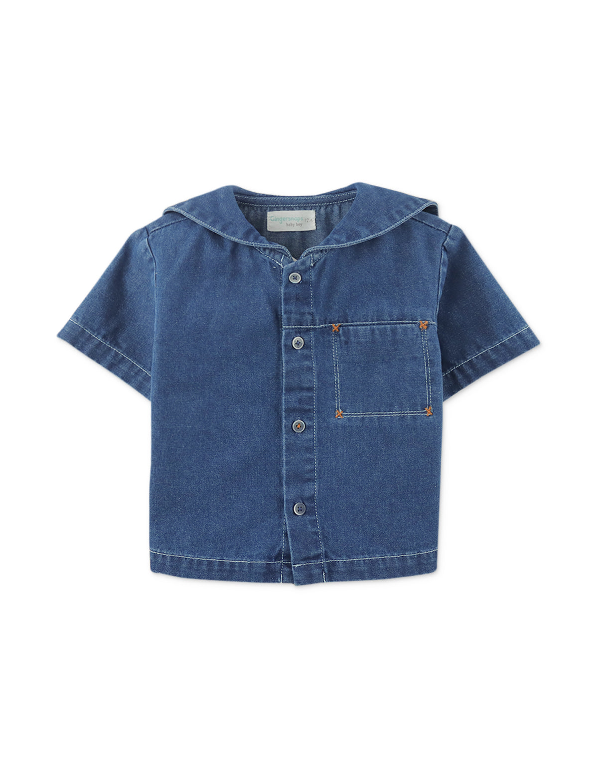 BABY ROMEO BUTTON-DOWN SHIRT WITH SAILOR COLLAR