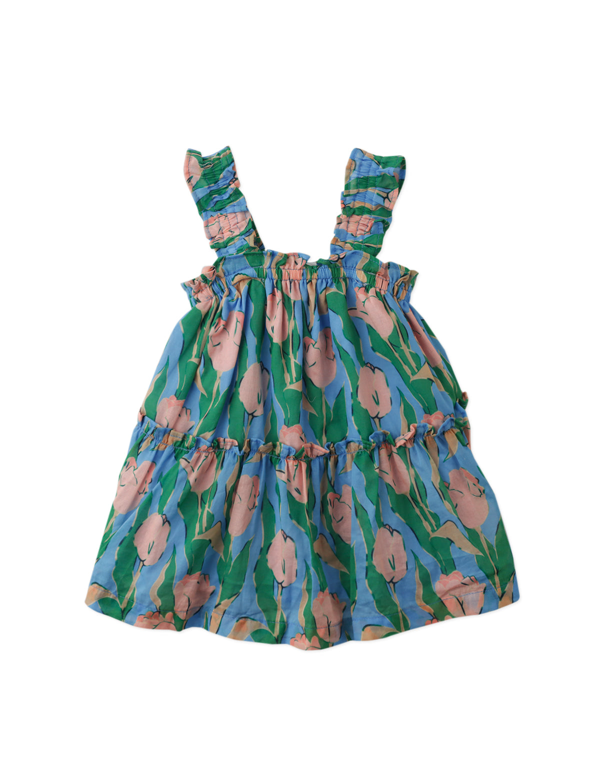 BABY GIRLS CONNIE TIERED DRESS CHARM WITH RUFFLED STRAPS