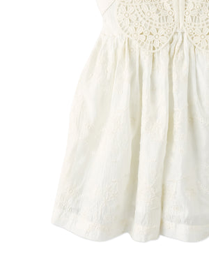 Flatlay front view of the Baby Gabrielle Eyelet Dress with eyelet fabric and appliqué detail from the Spring Summer collection of Filipino kids fashion brand Gingersnaps Philippines.
