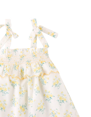 Full front catalog image of the Baby Katie Embroidered Tiered Dress with Tie Straps for infant girls, a tiered embroidered dress from the Spring Summer collection of Gingersnaps Philippines.