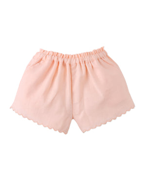 Flatlay front view of the Baby Hinata Embroidered Empire Tunic Blouse and Shorts Set with embroidered detailing from the Spring Summer collection of Filipino kids fashion brand Gingersnaps Philippines.