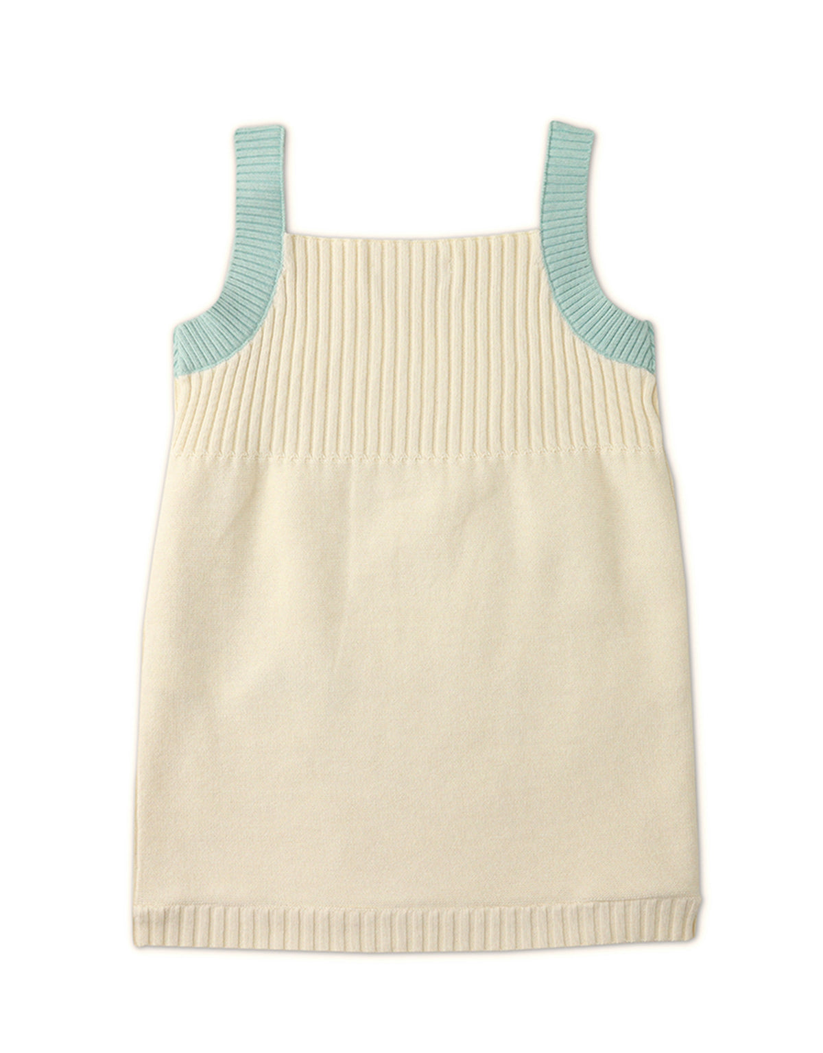 GIRLS KNITTED PINAFORE DRESS WITH CONTRAST STRAPS