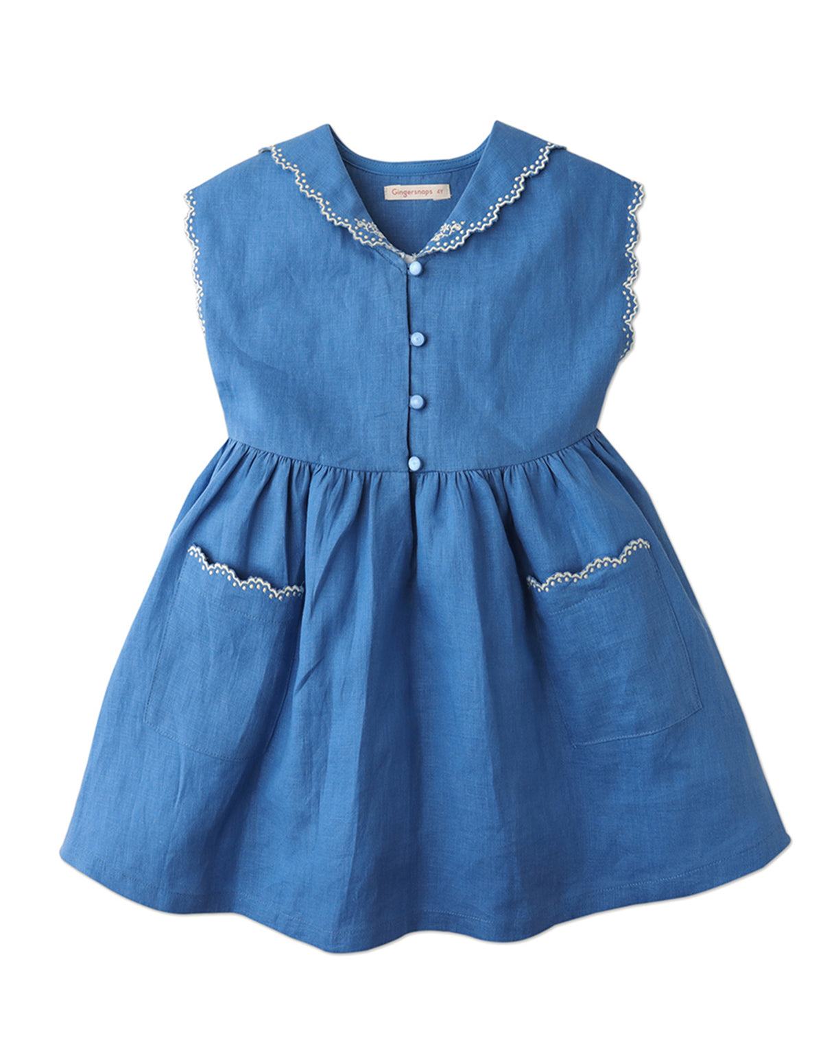 GIRLS EMBROIDERED COLLAR SHIRT DRESS