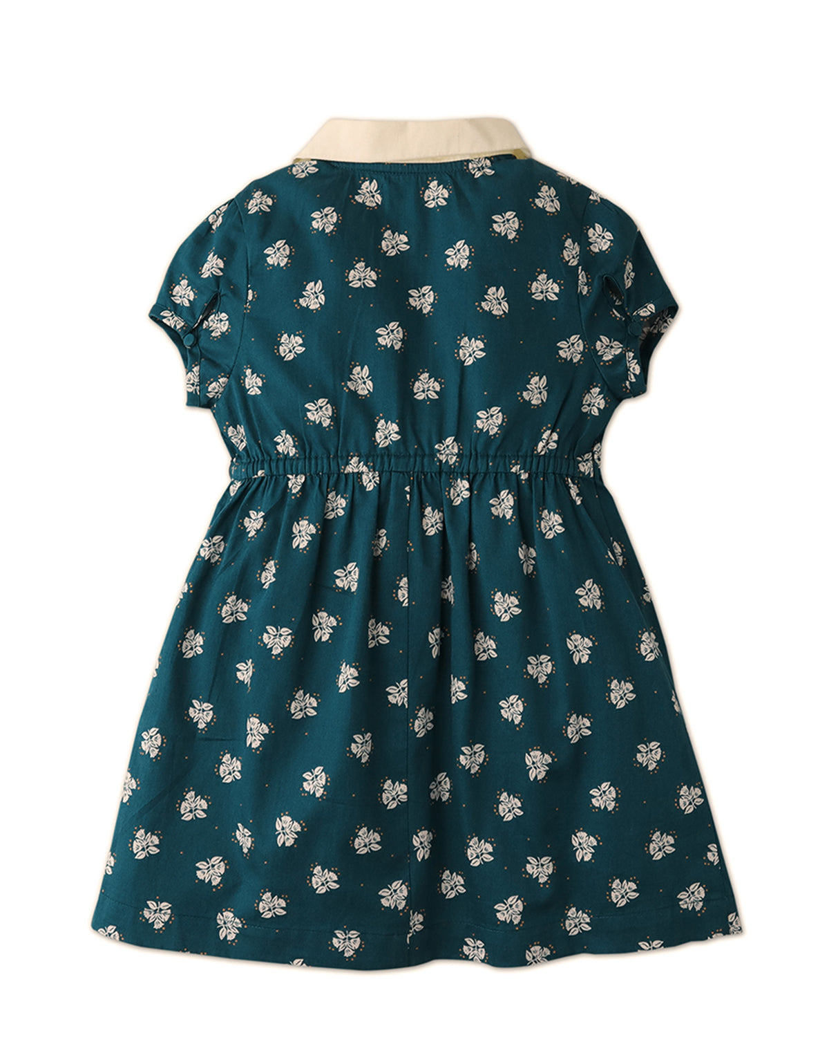 GIRLS DITSY PRINT DRESS WITH CONTRAST PETER PAN COLLAR