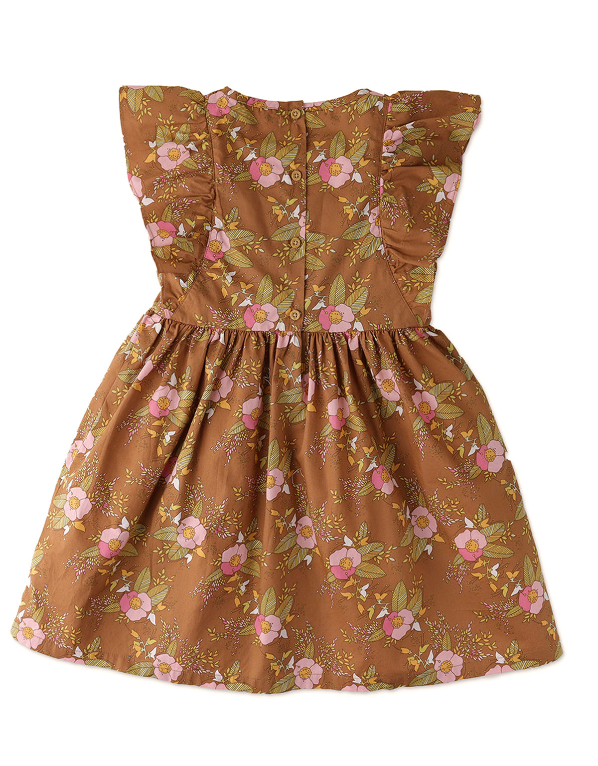 GIRLS DIAMOND SMOCKED DRESS WITH  RUFFLED SLEEVES