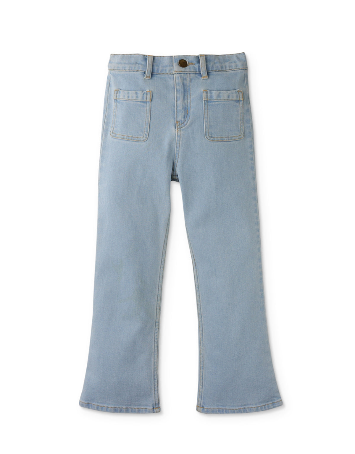 GIRLS HI RISE REGULAR FLARE FRONT POCKET DENIM PANTS