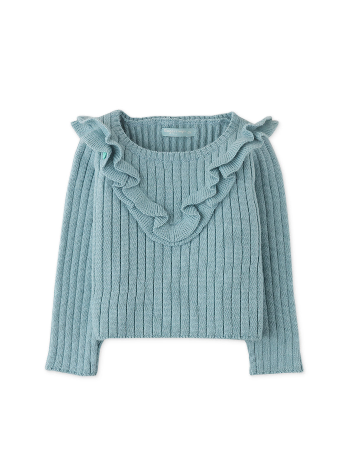 BABY GIRLS KNITTED RIB TEE WITH RUFFLES
