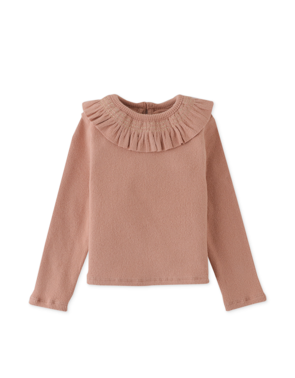 BABY GIRLS RIB TEE WITH SMOCKINGS ON RUFFLES