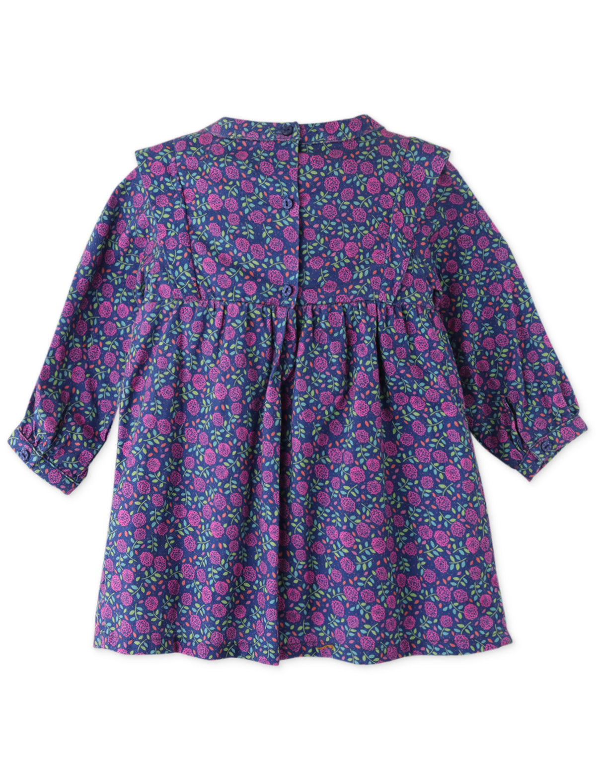 BABY GIRLS FLORAL DRESS WITH CONTRAST SMOCKING DETAILS