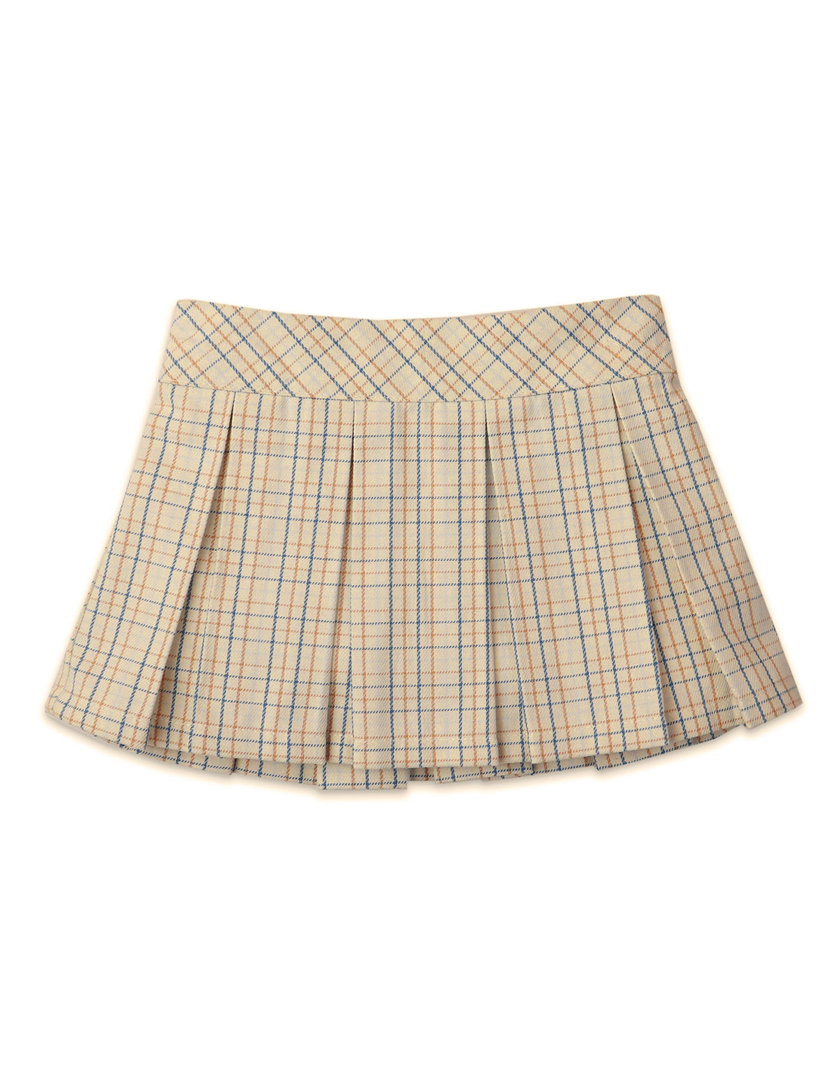 BABY GIRLS CHECKERED PRINT PLEATED PULL ON SKIRT