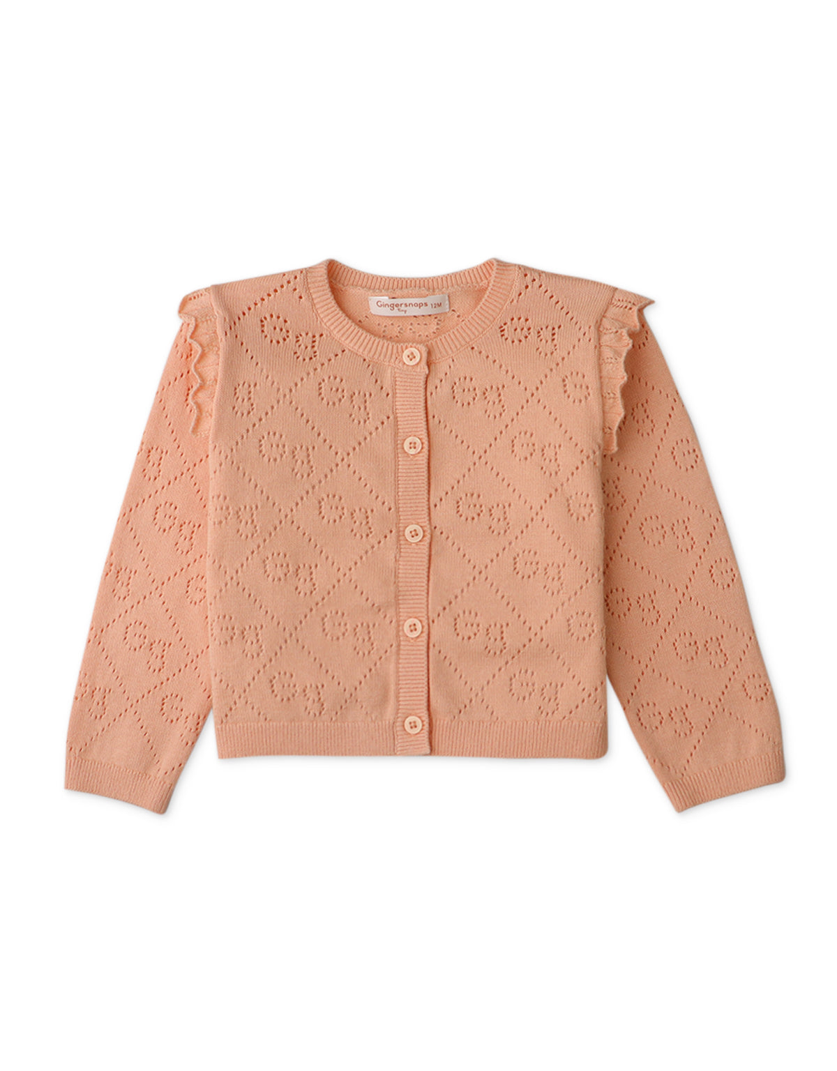 BABY GIRLS GS POINTELLE CARDI WITH RUFFLES