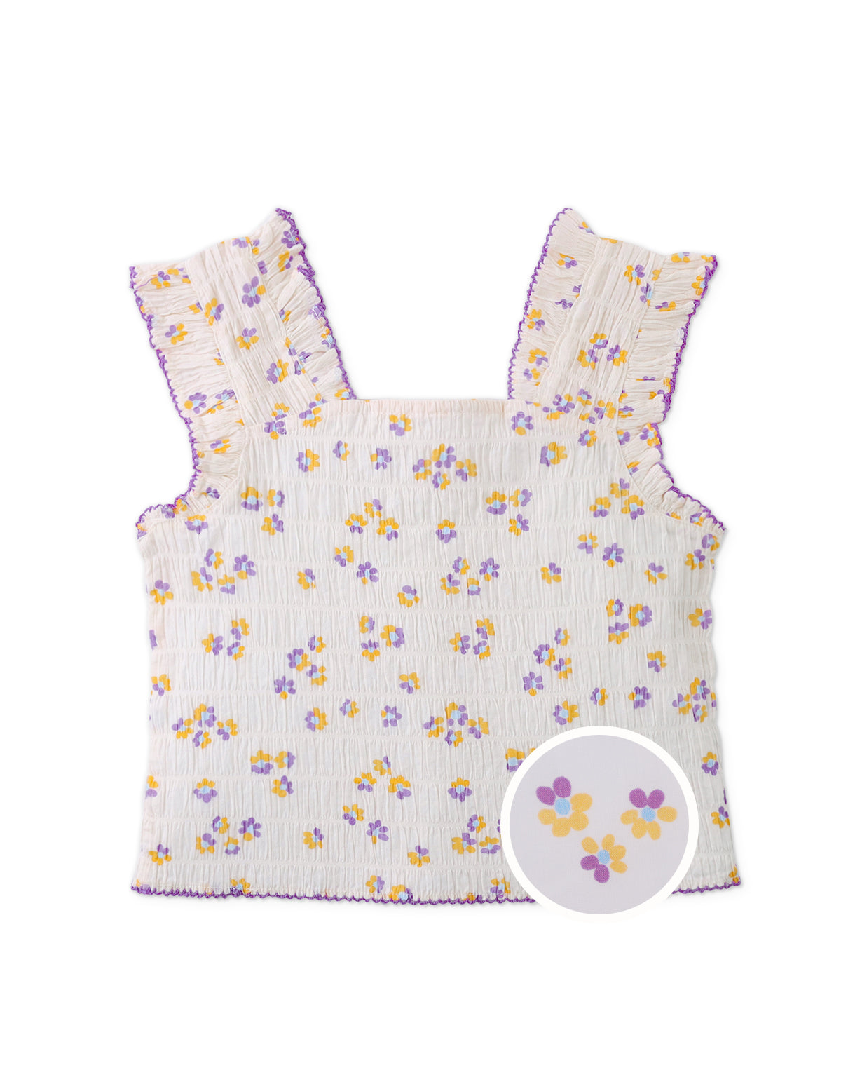 LAURA SLEEVELESS SMOCKED TOP