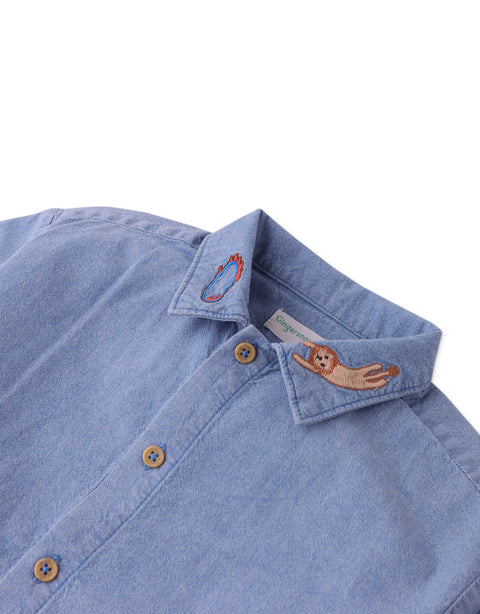 ELIO SHIRT WITH EMBROIDERED LION AND HOOP DETAILS