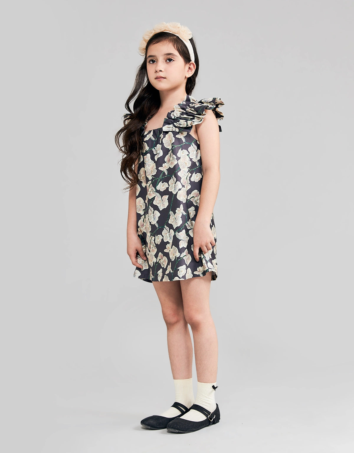 ALINA SWING DRESS CATTLEYA  WITH RUFFLE SLEEVES