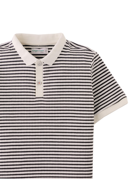 ADRIAN STRIPEY RIB JERSEY POLO