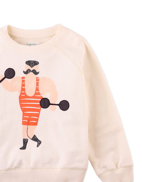 ARLO RAGLAN PULLOVER WITH MUSCLE MAN DETAILS