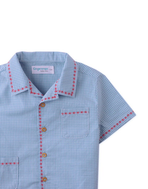 BABY RILEY GINGHAM SHIRT WITH EMBROIDERY DETAIL