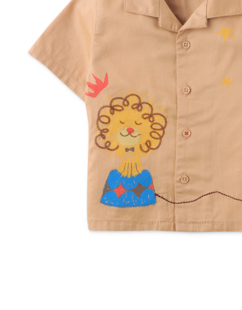 BABY JULIAN SHIRT WITH LION AND STARS PRINT WITH EMROIDERED DETAILS