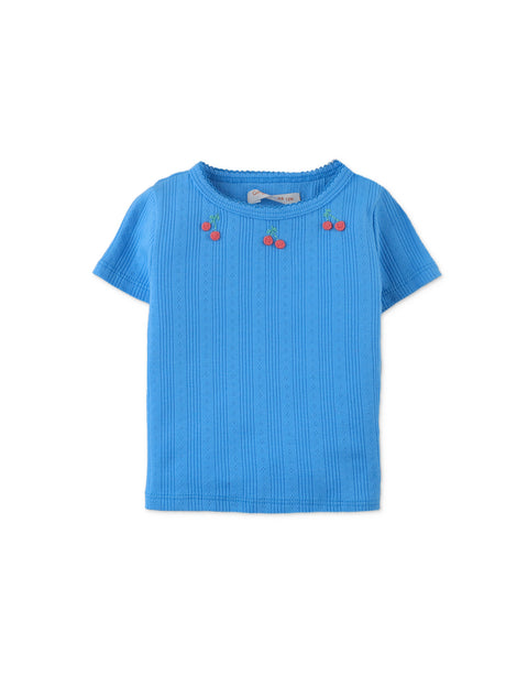 BABY JACINTH RIBBED TEE WITH CHERRY BULLION EMBROIDERY