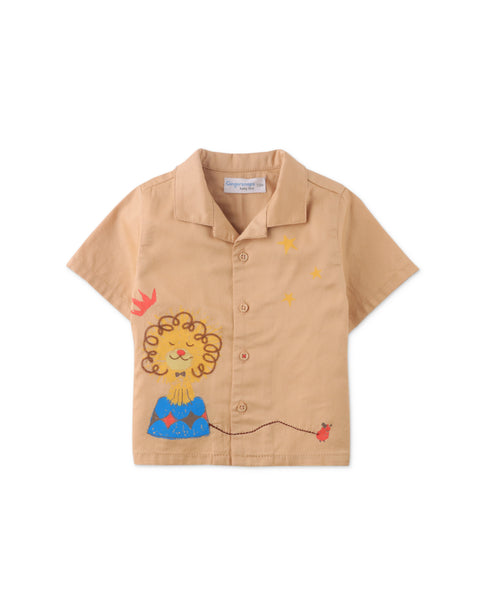 BABY JULIAN SHIRT WITH LION AND STARS PRINT WITH EMROIDERED DETAILS