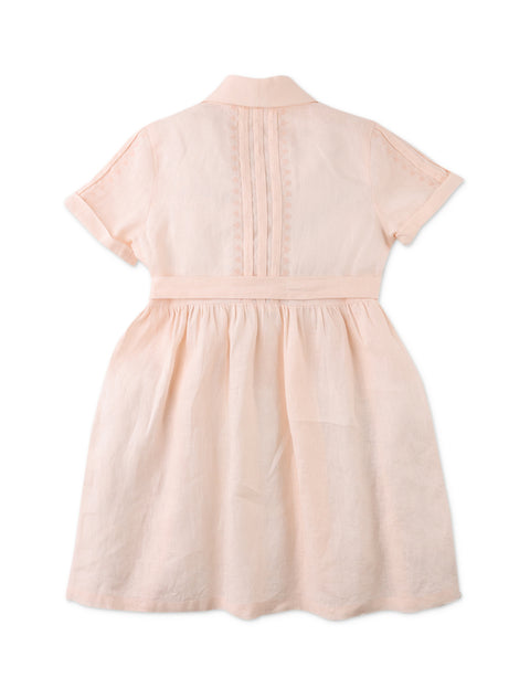 VERA PINTUCK DRESS WITH EMBROIDERED DETAILS