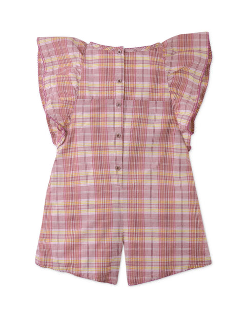 EVIE CHECKERED JUMPSUIT WITH BUTTERFLY SLEEVES