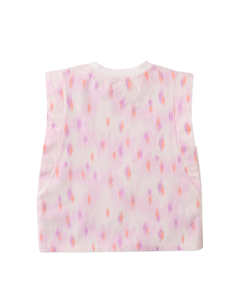 KATYA PRINTED TOP WITH POM-POM AND TASSELS ON NECKLINE