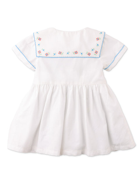 BABY BIANCA DRESS WITH EMBROIDERY ON COLLAR
