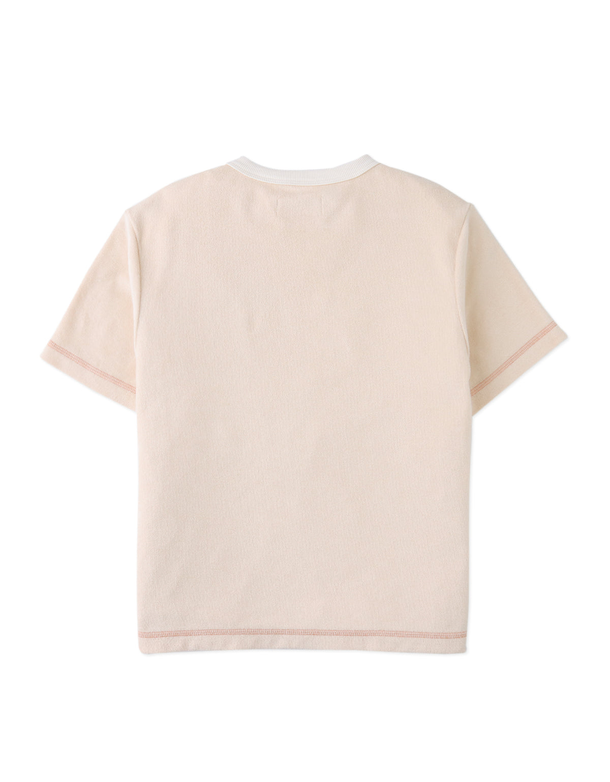 Flatlay back view of the Gunther Ringer Tee with Contrast V-Spreader in beige with fabric details from the Summer collection of Filipino kids fashion brand Gingersnaps Philippines.