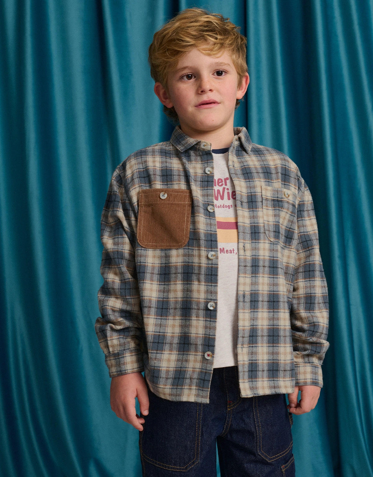 Benny Plaid Shirt with Corduroy Contrast Pocket