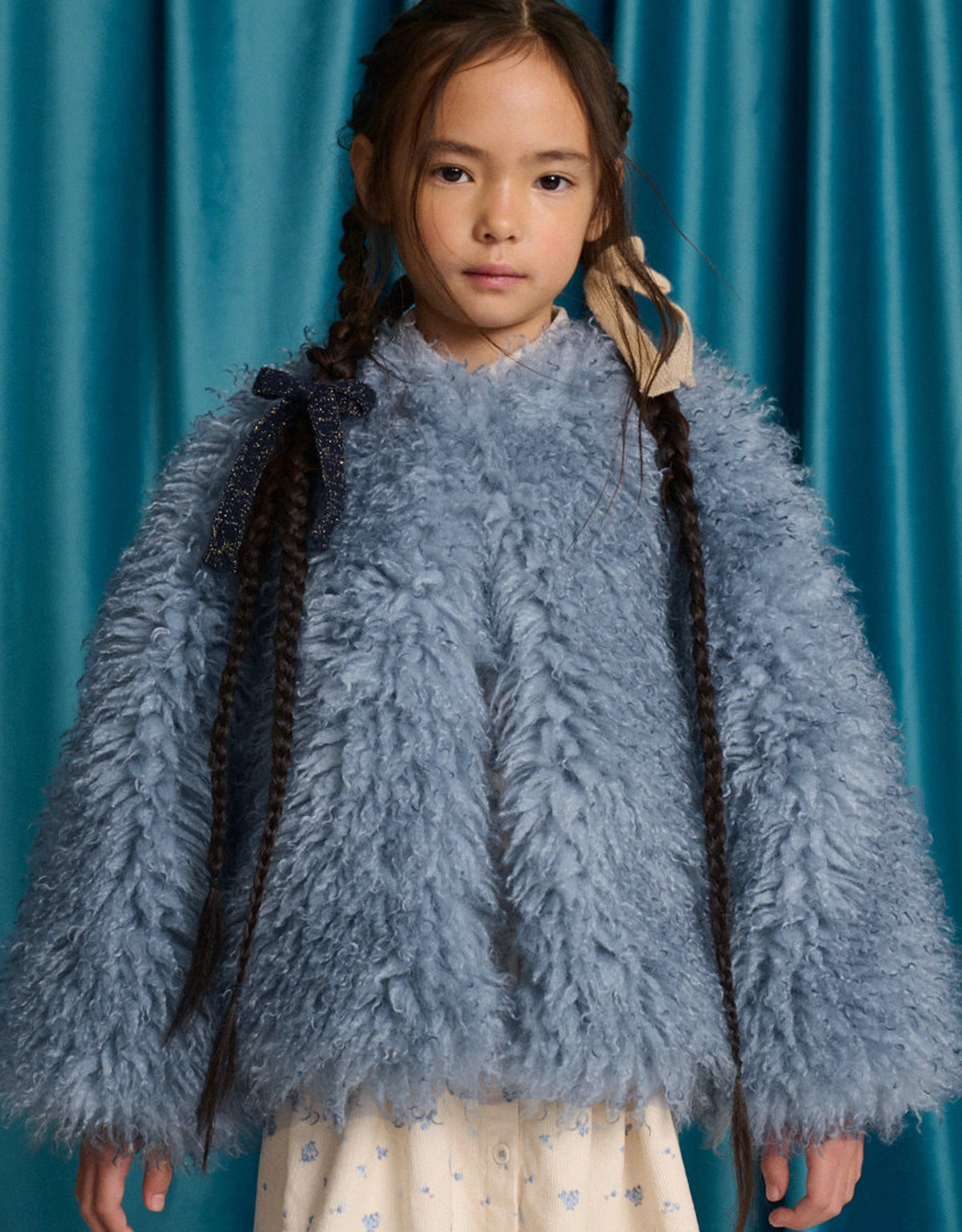 Cressida Coat with Raglan Sleeves in Shaggy Faux Fur