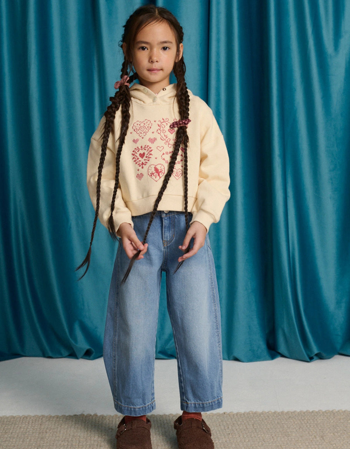 Constance Barrel Denim Pants with Adjustable Side Hem Snaps