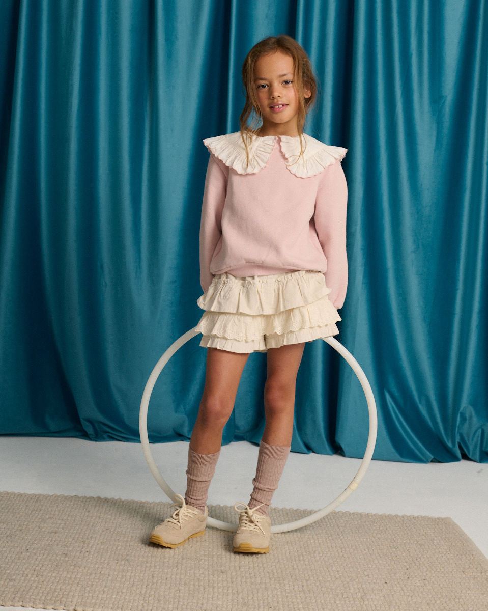 Verena Tiered Ruffled Shorts with Embroidered Lace Trims
