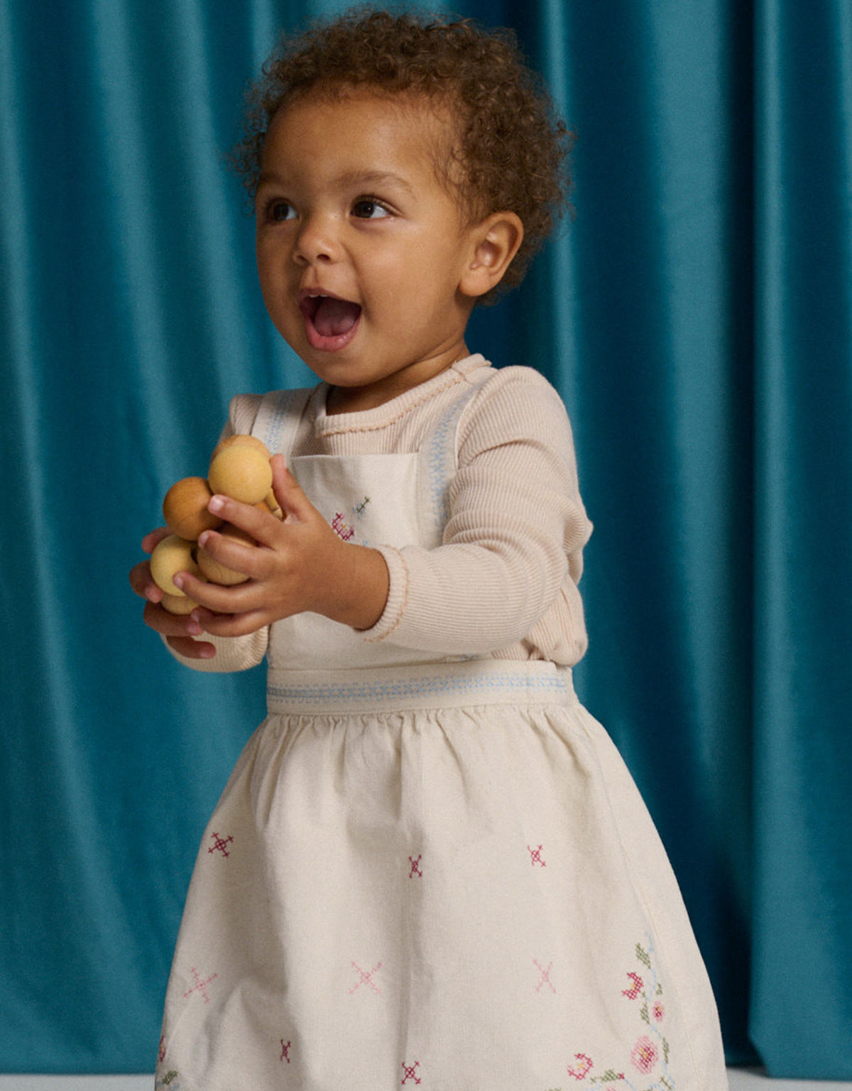 Baby Vera Cross-Stitch Embroidered Pinafore Dress and Inner Tee Set